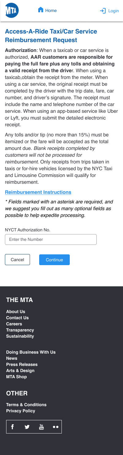 MTA AAR Taxi Reimbursement Form