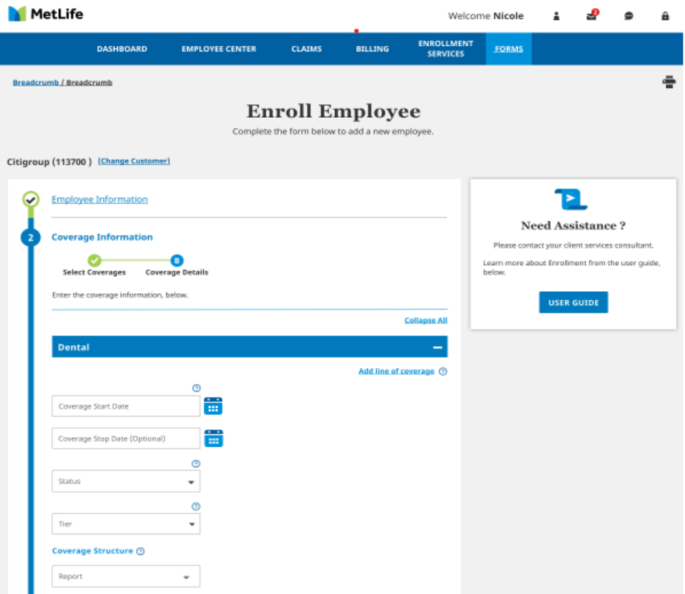 MetLife Enrollment Services Portal