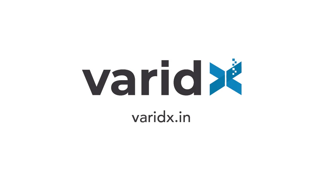Varidx logo on business card front